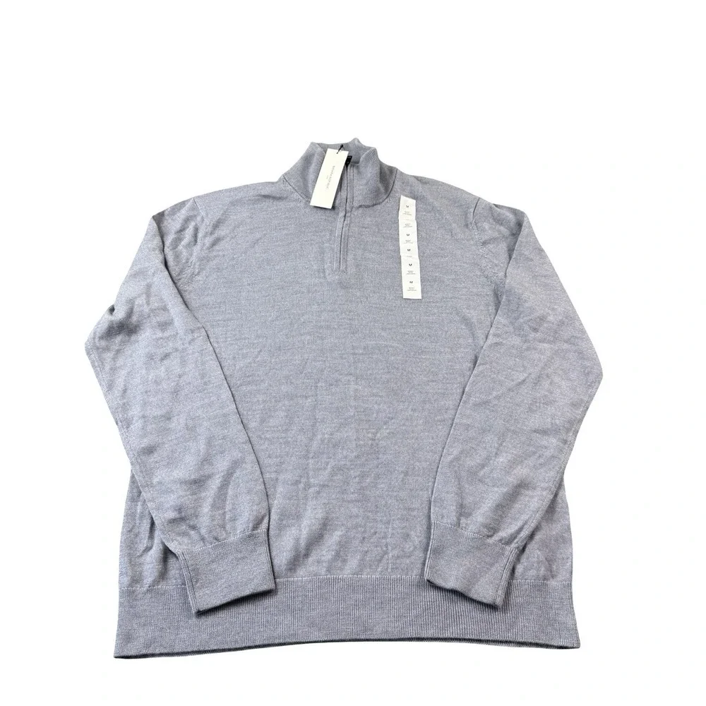 Banana Reopublic Gray Pure Merino Wool 1/2 Zip Pullover Sweater Size Medium NWT